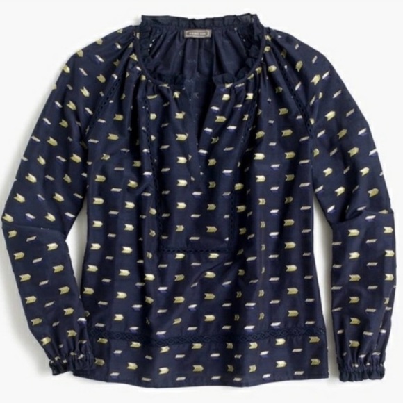 Point Sur by J. Crew Metallic Arrows Popover Top Women’s Size Small New w/ tags! - Picture 1 of 9